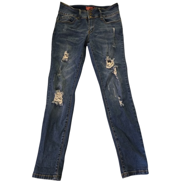 Wax Jean Denim - Wax Jean But I Love You Stretch Distressed Pants Skinny Ankle Women's Sz 11